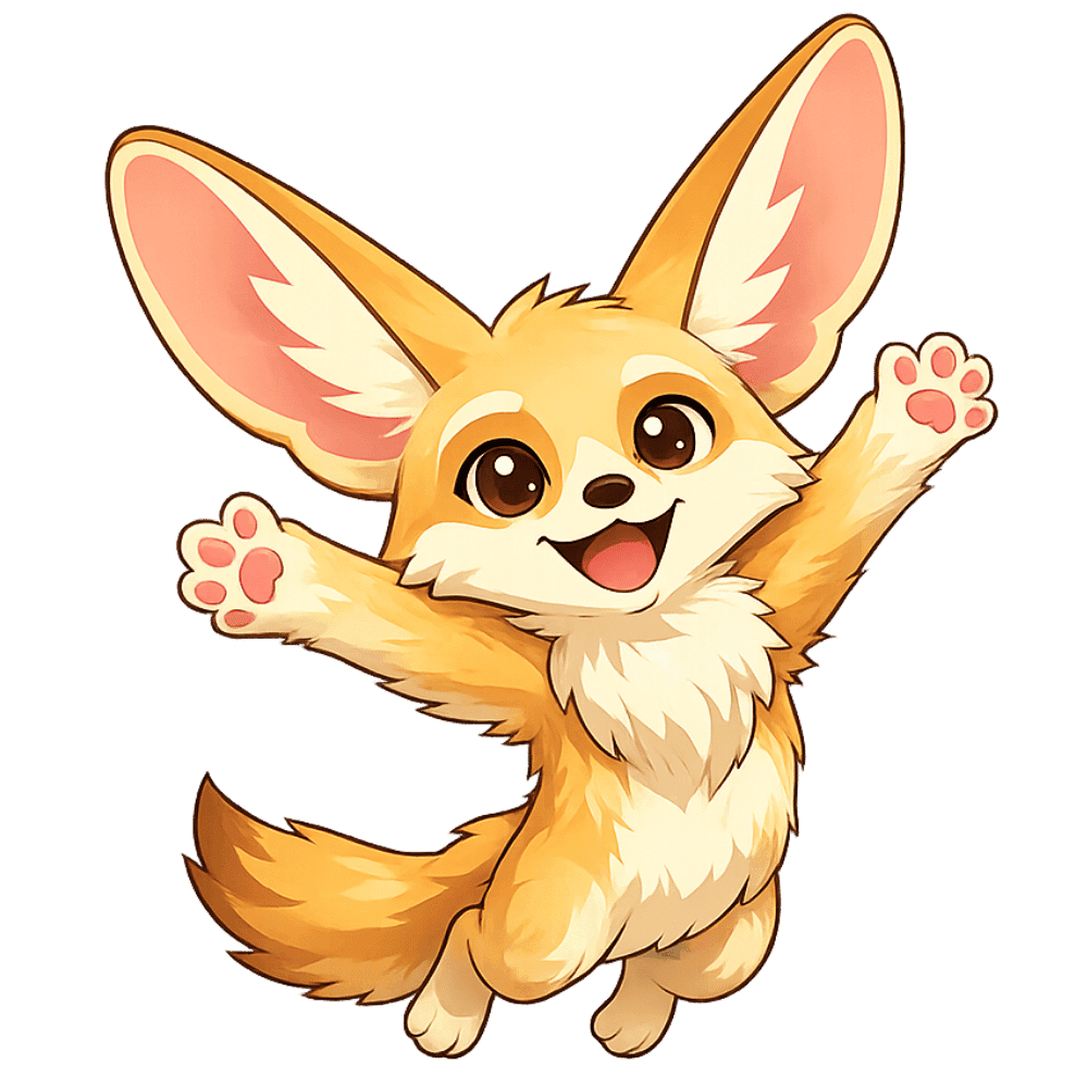Fennec jumping with joy