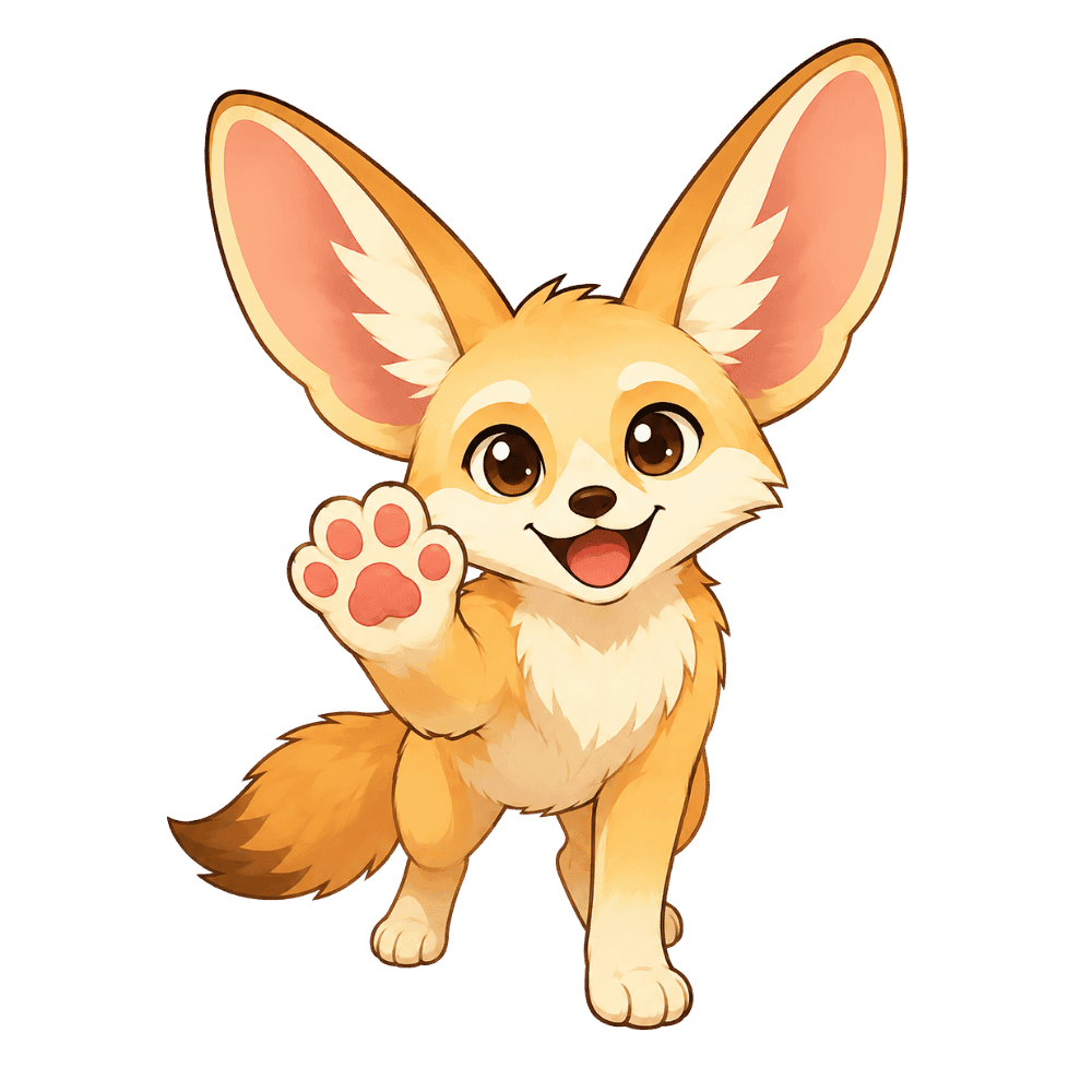 Fennec, Vahai’s mascot, waving